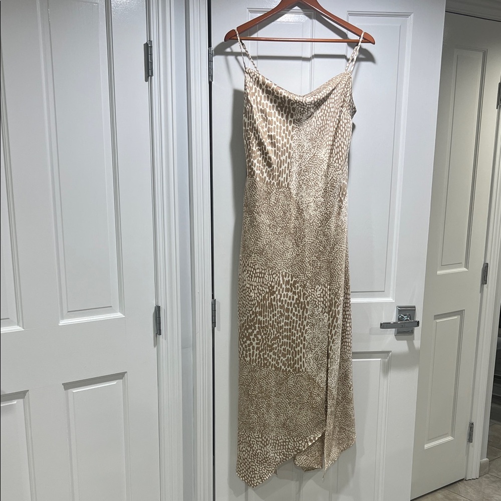 Express Asymmetrical Tan Animal Print Dress
